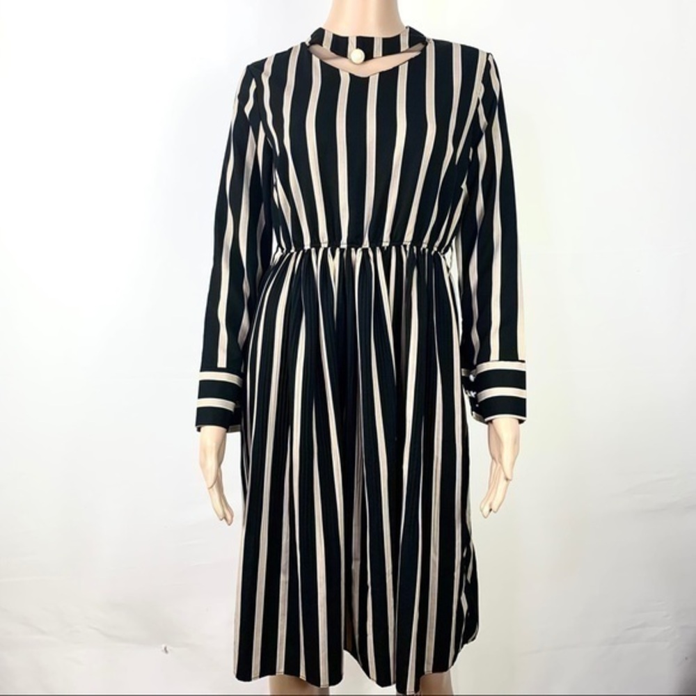 Pearl Women’s Dress black Cream striped sz XXL